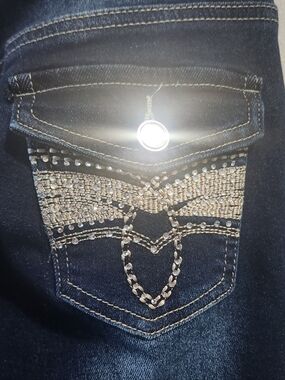 NWT SPARKLE Telepatia Women's Dark Wash Boot Cut Low Rise Blue Jeans Size 0